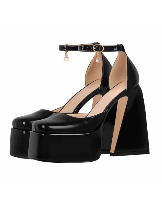 Ankle Strap Chunky Platform Mary Jane Pumps