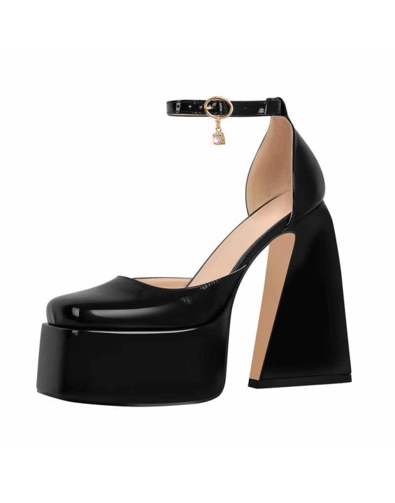 Ankle Strap Chunky Platform Mary Jane Pumps