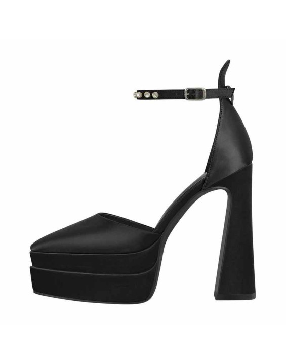 Double Platform Pointed Toe Chunky Heel Pumps