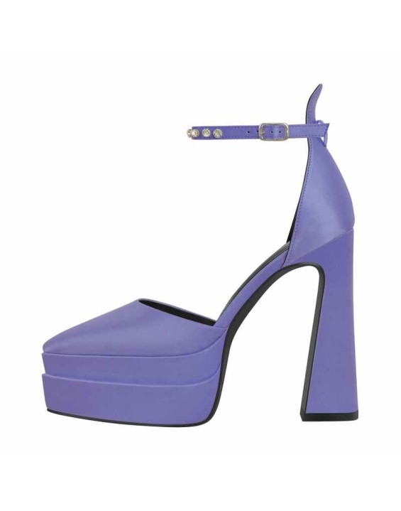 Double Platform Pointed Toe Chunky Heel Pumps