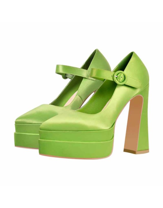 Ankle Strap Chunky Platform Mary Jane Pumps