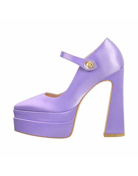 Pointed Toe Platform Mary Jane Pumps