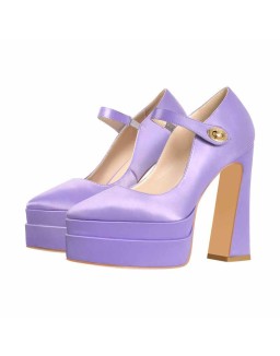 Pointed Toe Platform Mary Jane Pumps