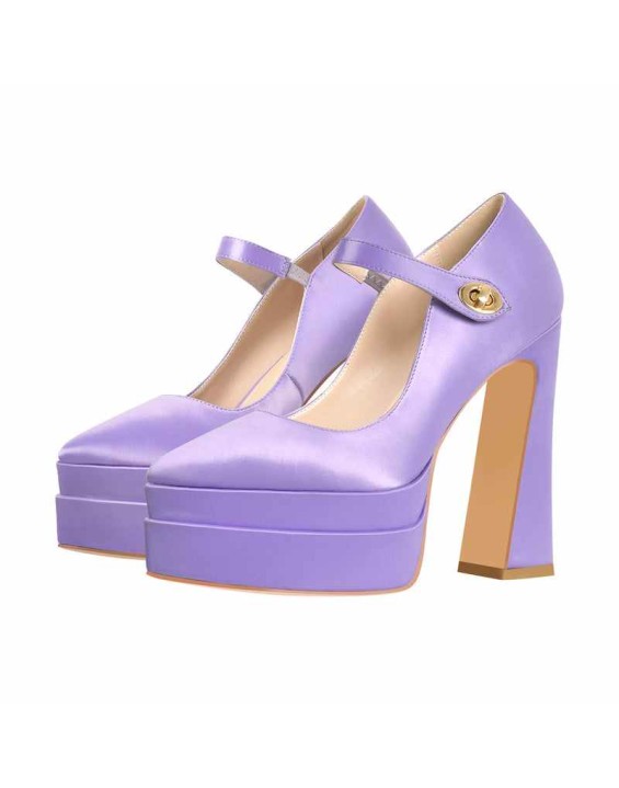 Pointed Toe Platform Mary Jane Pumps