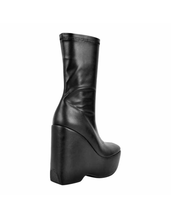 Black Platform Zip Up Mid-Calf Boots