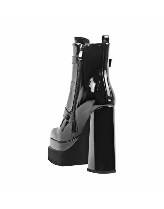 Double Platform Strap Buckle Ankle Boots