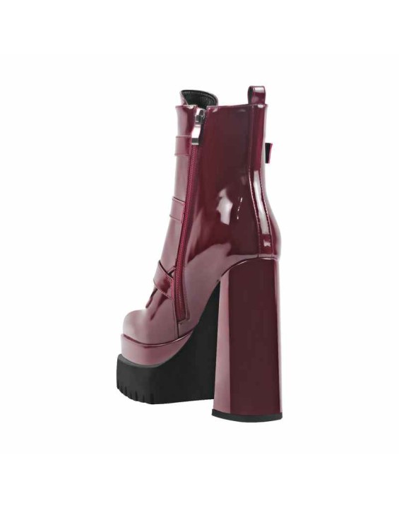 Double Platform Strap Buckle Ankle Boots