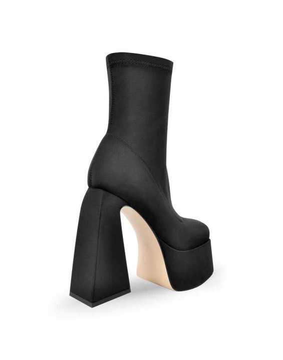 Square Toe Platform Side Zipper Ankle Boots