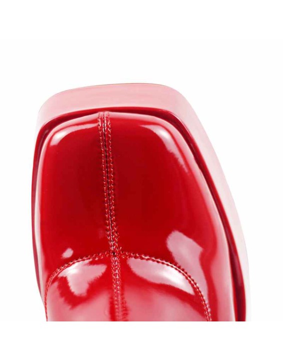Square Toe Platform Side Zipper Ankle Boots