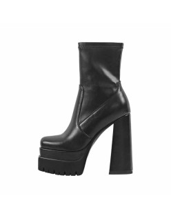 Double Platform Block Heel Ankle Boots