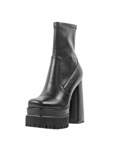 Double Platform Block Heel Ankle Boots