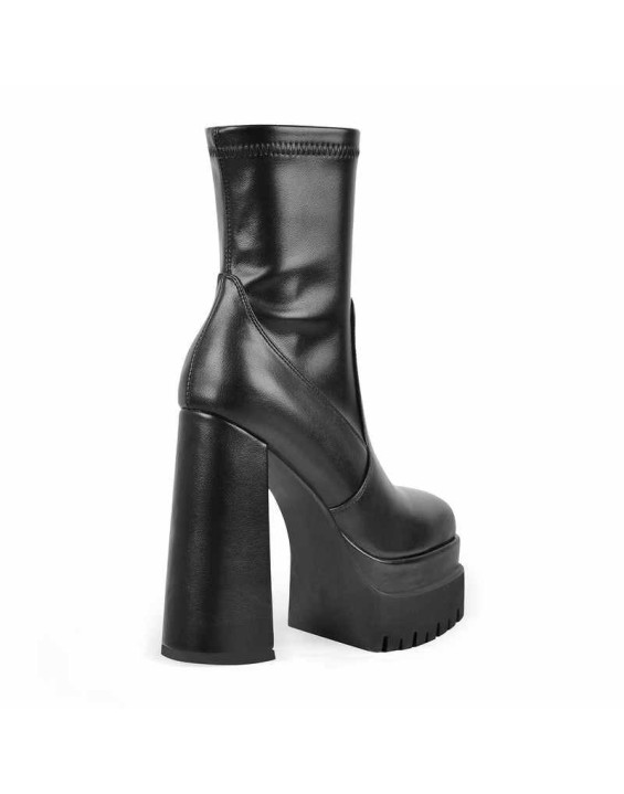 Double Platform Zipper Chunky Heel Ankle Boots
