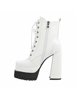 Double Platform Lace-up Side Zipper Boots