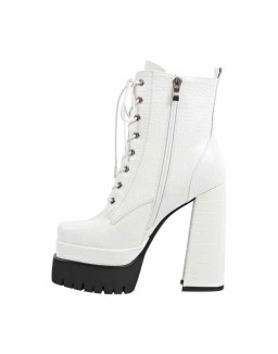 Double Platform Lace-up Side Zipper Boots