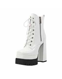 Double Platform Lace-up Side Zipper Boots