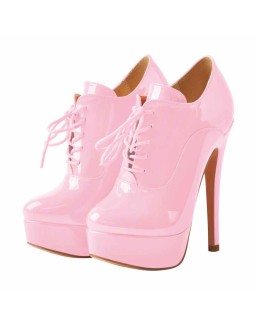 Pink Platform Lace-up Stiletto Ankle Boots