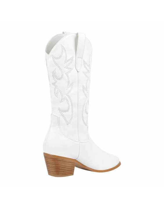 Mid-Calf Embroidered Pull On Western Boots