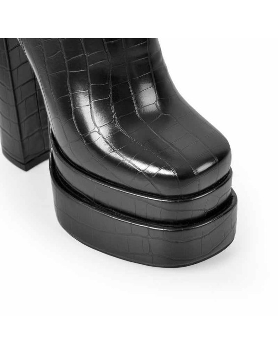 Platform Stone Pattern Short Ankle Boots
