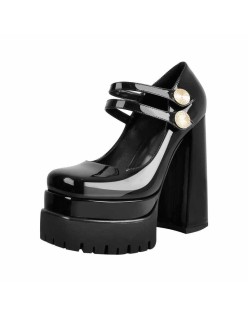 Square Toe Platform Chunky Mary Jane Pumps