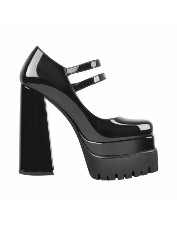 Square Toe Platform Chunky Mary Jane Pumps