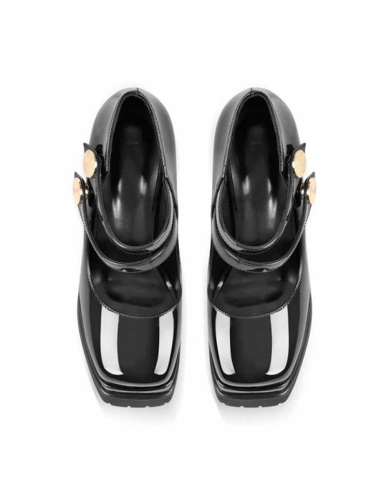 Square Toe Platform Chunky Mary Jane Pumps
