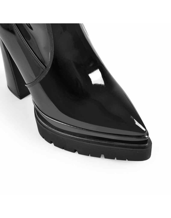 Black Pointed Toe Double Platform Knee High Boots