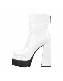 Platform Chunky High Heels Zipper Ankle Boots