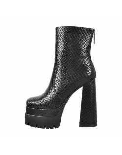 Platform Chunky High Heels Zipper Ankle Boots