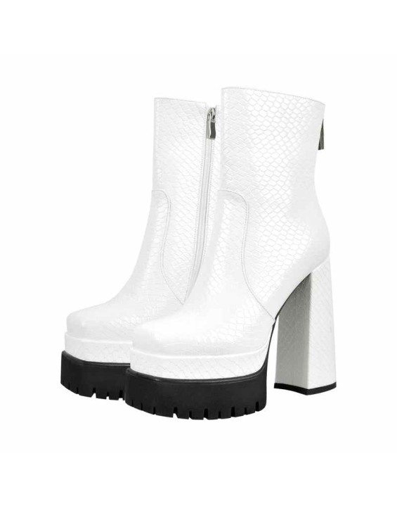 Platform Chunky High Heels Zipper Ankle Boots