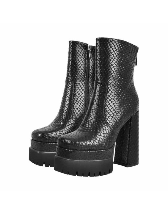 Platform Chunky High Heels Zipper Ankle Boots