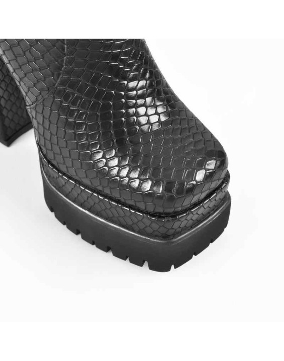 Platform Chunky High Heels Zipper Ankle Boots