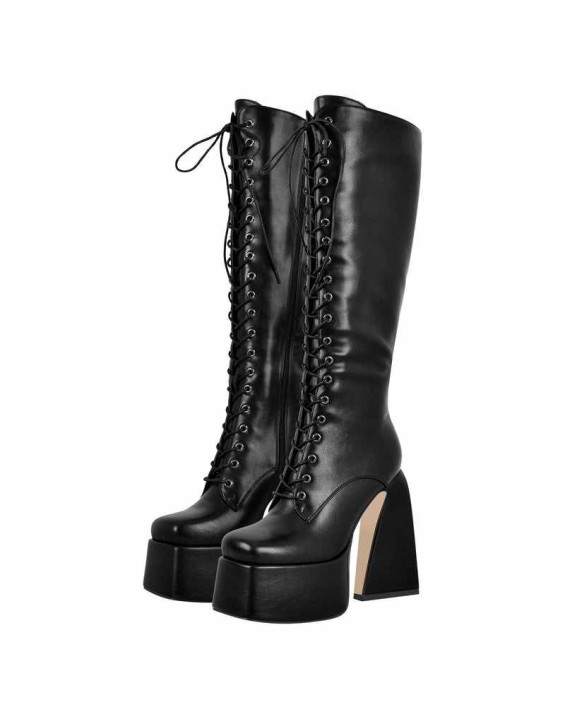 Chunky Heels Platform Knee High Boots