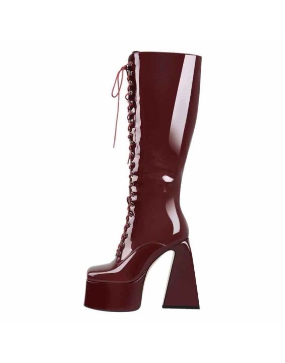 Chunky Heels Platform Knee High Boots