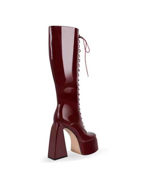 Chunky Heels Platform Knee High Boots