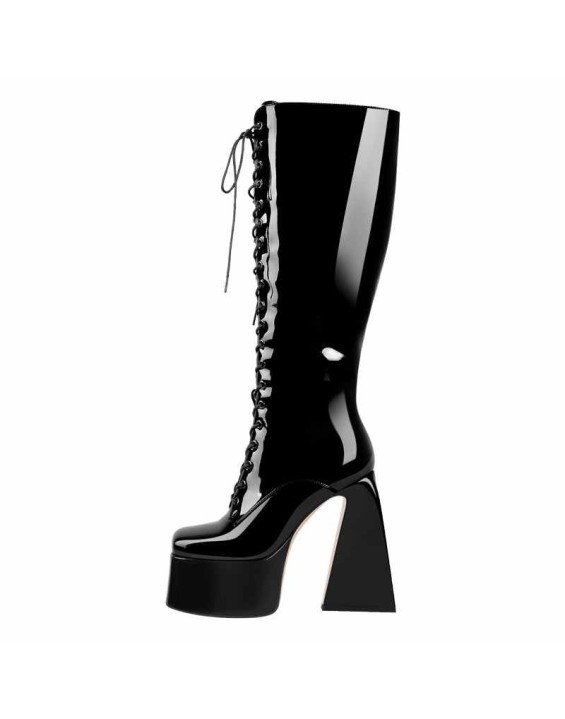 Chunky Heels Platform Knee High Boots