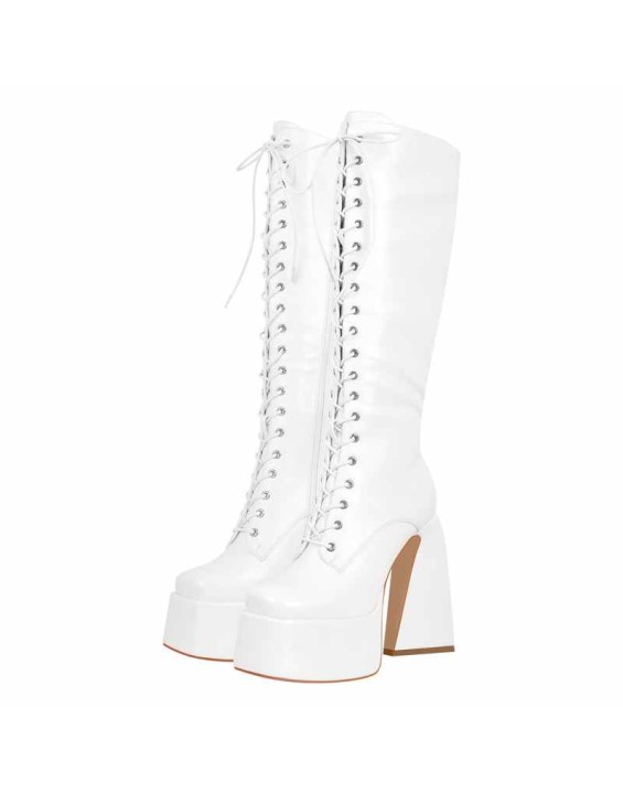 Chunky Heels Platform Knee High Boots