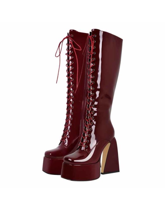 Chunky Heels Platform Knee High Boots