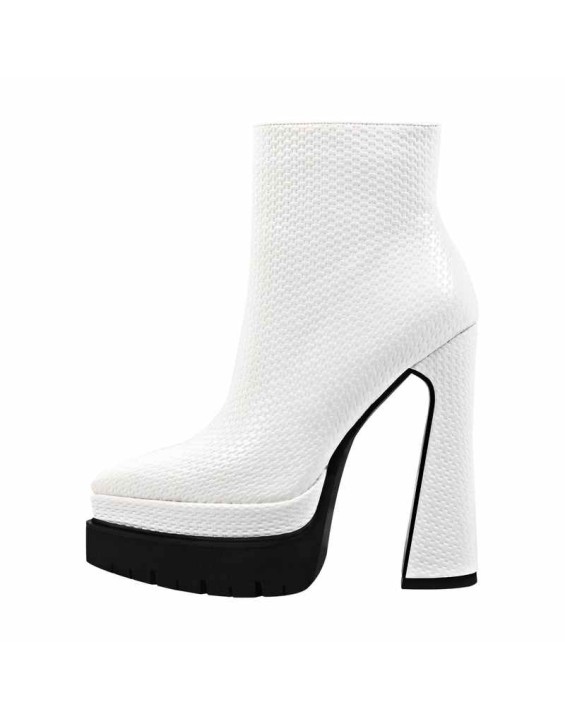 Double Platform Pointed Toe Zipper Ankle Boots