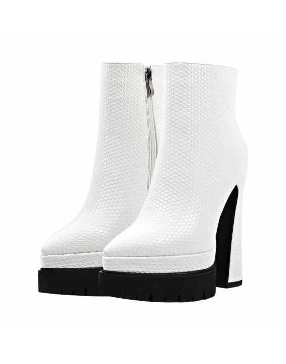 Double Platform Pointed Toe Zipper Ankle Boots