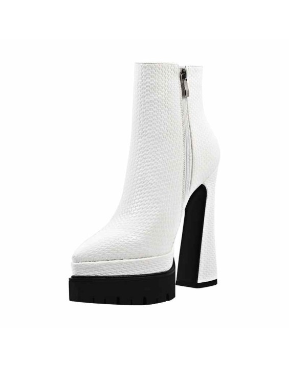 Double Platform Pointed Toe Zipper Ankle Boots
