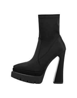 Double Platform Pointed Toe Split Joint Boots