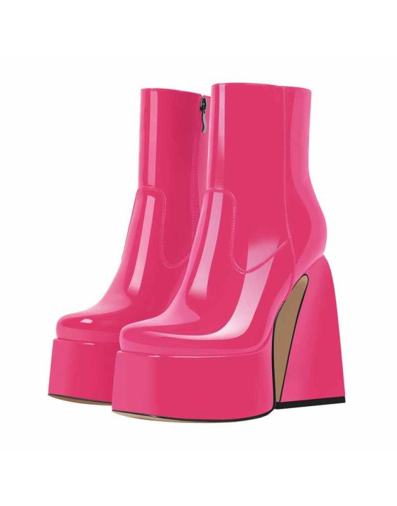 Platform Chunky High Heels Ankle Boots