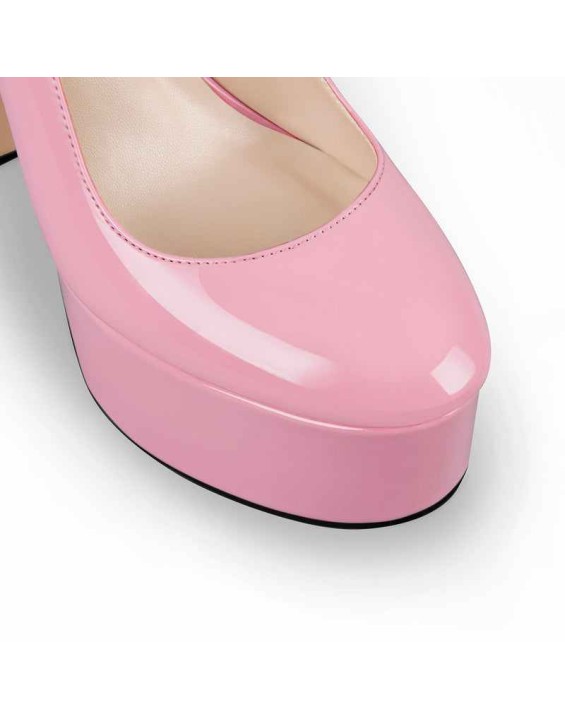 Platform Chunky Heel Ankle Strap Pink Pumps