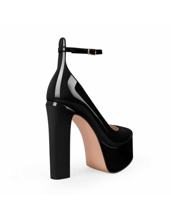 Platform Chunky Heel Ankle Strap Pink Pumps