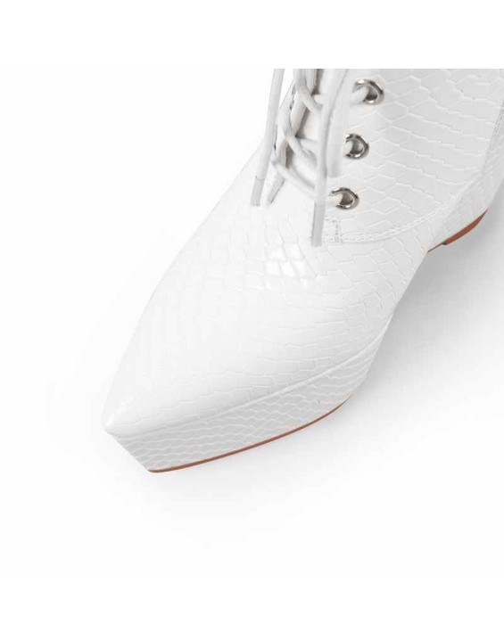 Wedge High Heel Platform Lace up Zipper Ankle Boots