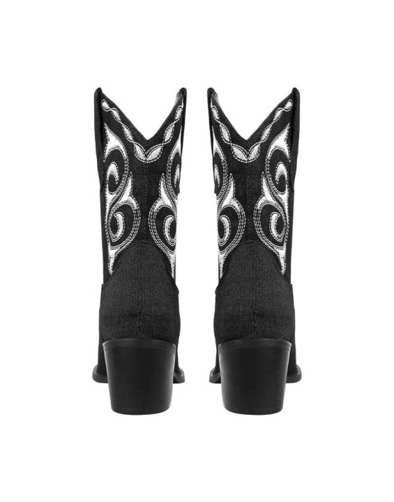 Pointed Toe Embroidery Cowboy Ankle Boots