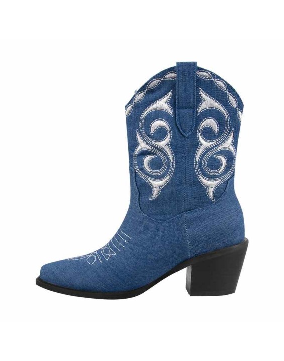 Pointed Toe Embroidery Cowboy Ankle Boots