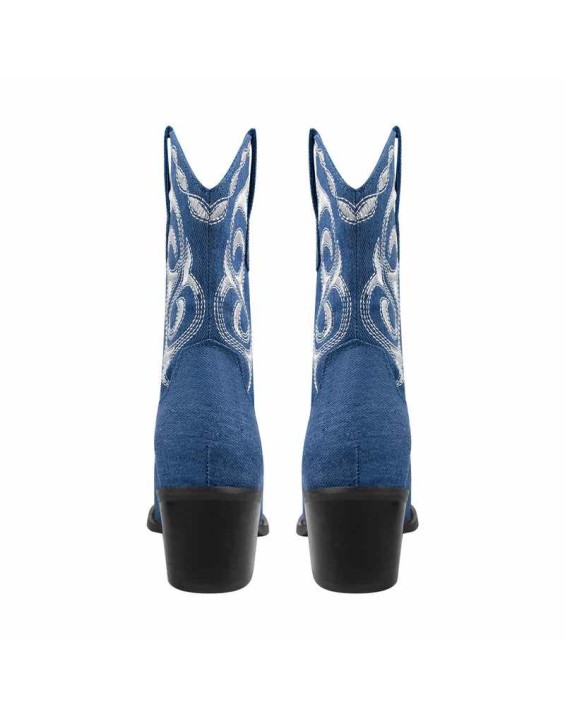 Pointed Toe Embroidery Cowboy Ankle Boots