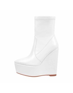 Wedge High Heel Platform Zip up Ankle Boots