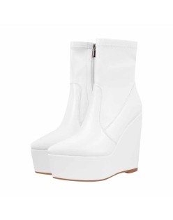 Wedge High Heel Platform Zip up Ankle Boots
